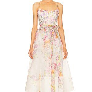 Zimmermann Natura Corset Midi Dress Kaleidoscope Garden Size 0